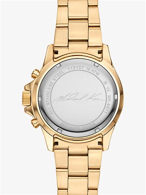 michael kors oversized everest pavé gold-tone watch|michael kors everest watch.